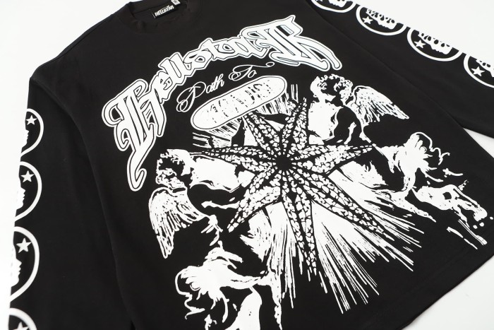 [50% Off]Hellstar Studio Seven-point Star Angel Print Long Sleeve T-Shirt 2 colors 28704408