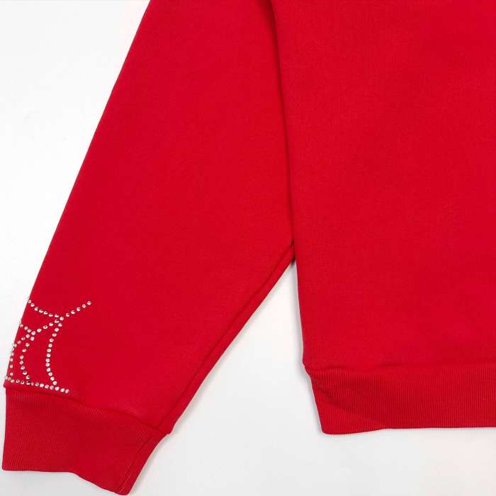 Sp5der [Big & Tall for weights up to 220 lbs] 1:1 quality version Sp5der Red Rhinestone Web Zip Hoodie & Sweatpants