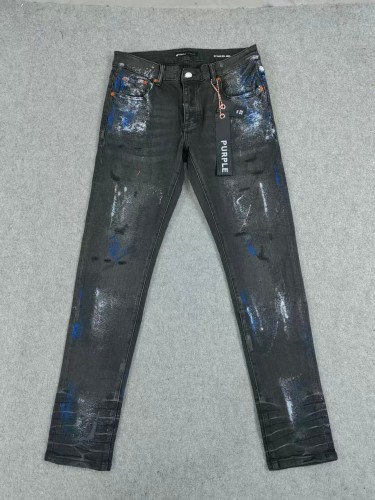 Purple Brand 1:1 quality version Coated Silver White Paint Splatter Crinkle Wash Ankle Slim Jeans 29528733