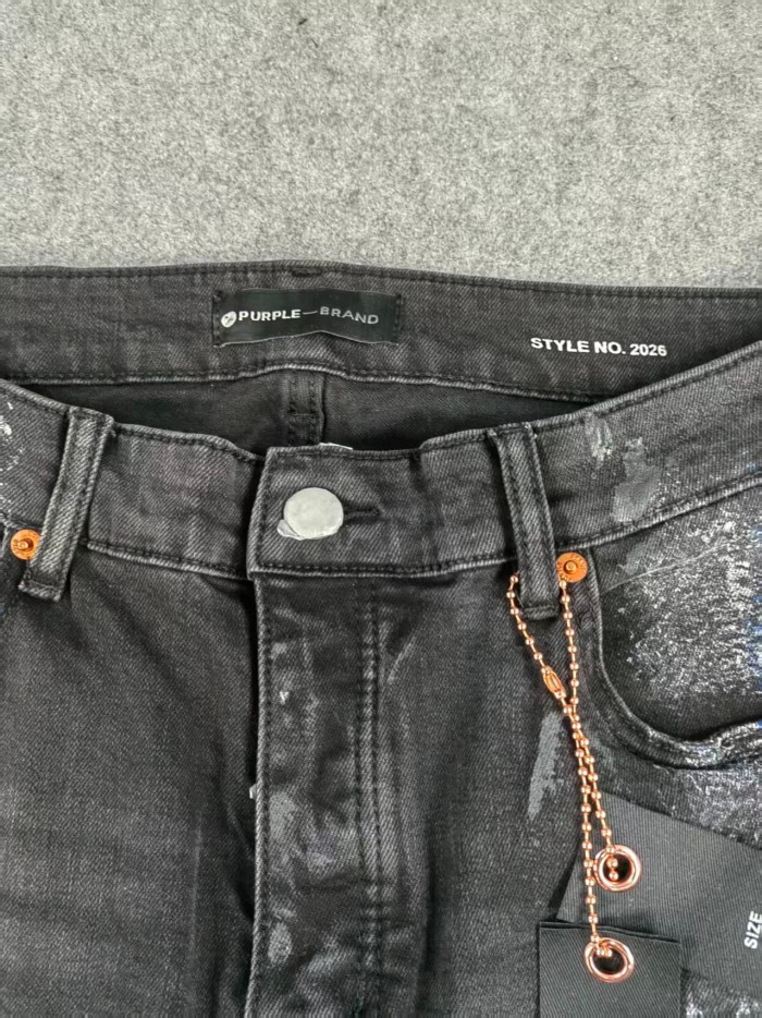 Purple Brand 1:1 quality version Coated Silver White Paint Splatter Crinkle Wash Ankle Slim Jeans 29528733