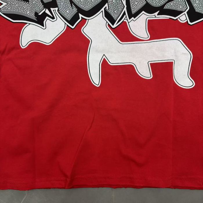 Mixed Emotion Mechanic Angel Print Back Graffiti Letter Symbol Raw Hem T-shirt 29542506