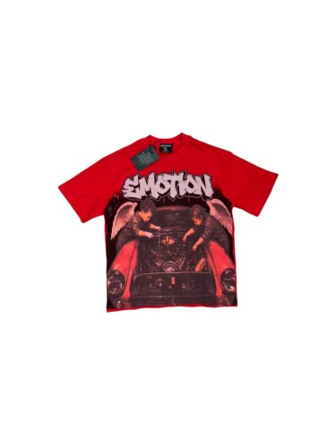 Mixed Emotion Mechanic Angel Print Back Graffiti Letter Symbol Raw Hem T-shirt 29542506