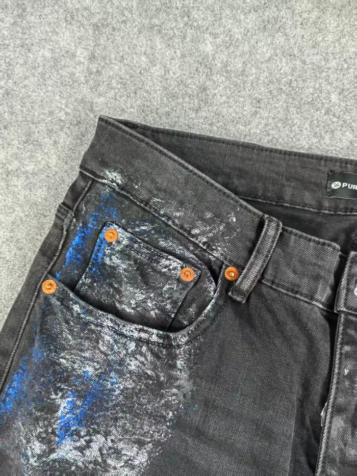 Purple Brand 1:1 quality version Coated Silver White Paint Splatter Crinkle Wash Ankle Slim Jeans 29528733