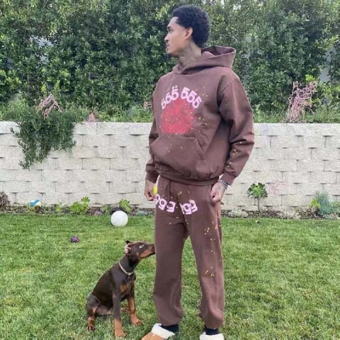 [50% Off]Sp5der Young ThugSp5der Spider web brown hoodie 16824346
