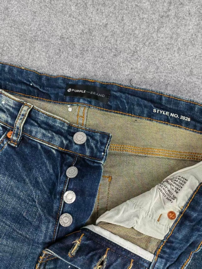 Purple Brand 1:1 quality version Dark Blue Wash Red White Paint Splatter Subtle Rip Slim Jeans 29528738