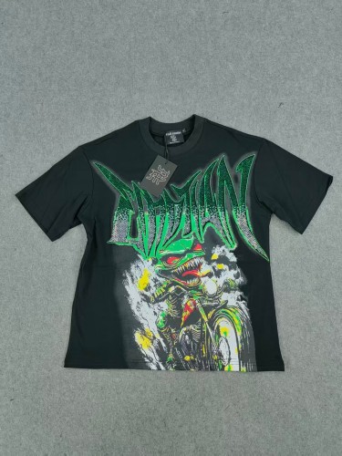 Mixed Emotion Goblin Rhinestone Letter Print Tee 28592930