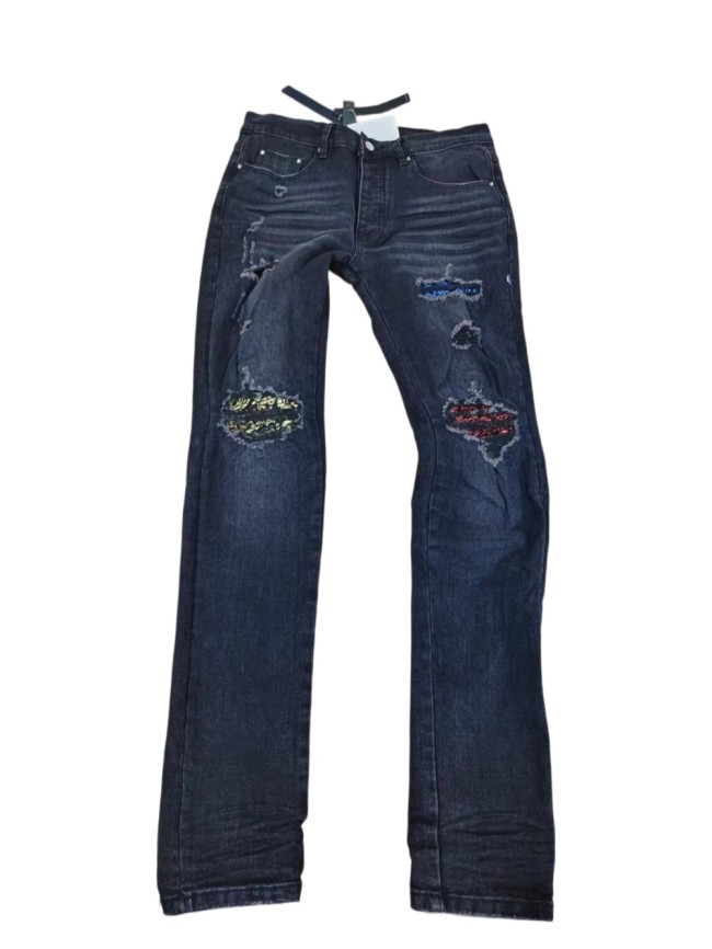 [50% Off]Three Color Patch Slim Jeans