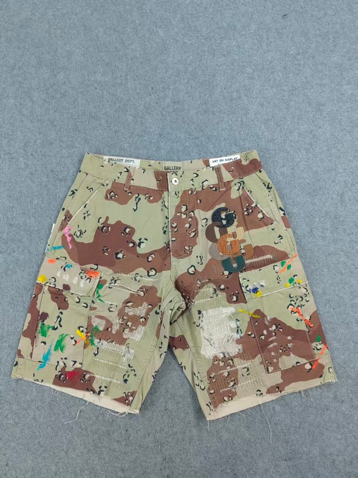 GaIIery Dept. [Big & Tall for weights up to 260 lbs]1:1 quality versionStreetwear Desert Camo Front And Back Patch Graffiti Print Distressed Multi Pocket Loose Fit Cargo Shorts 29367379