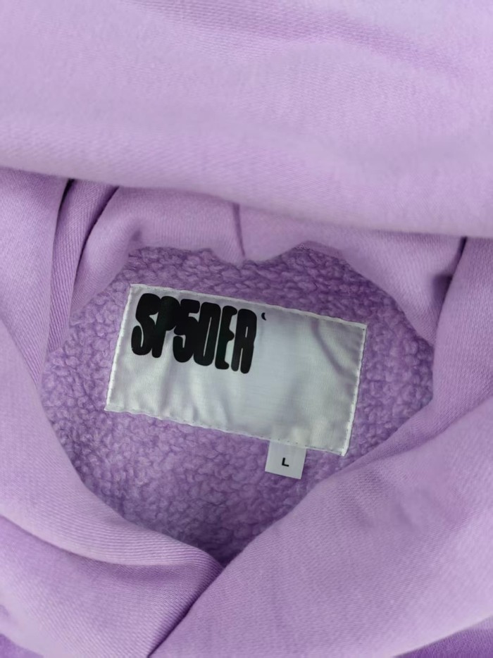 Sp5der Lavender All Over White Sp5der Letter Star Print Oversized Hoodie & Pants Set 29528847