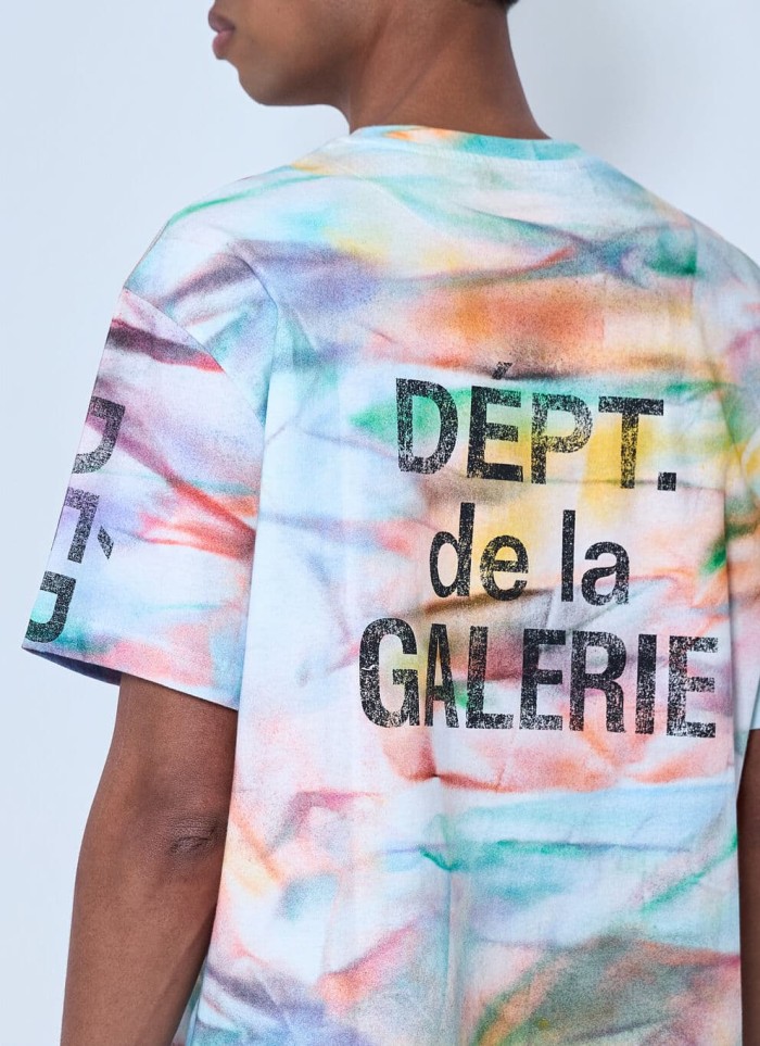 GaIIery Dept. [Big & Tall for weights up to 220 lbs]1:1 quality version Full Watercolor Tie Dye Back French Slogan Tee 29545276