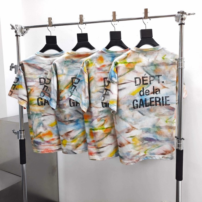GaIIery Dept. [Big & Tall for weights up to 220 lbs]1:1 quality version Full Watercolor Tie Dye Back French Slogan Tee 29545276