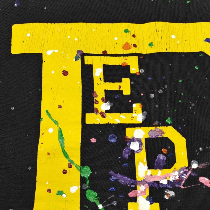 GaIIery Dept. [Big & Tall for weights up to 220 lbs]1:1 quality version Yellow Big D Letter Paint Splatter Frayed Tee 29545398