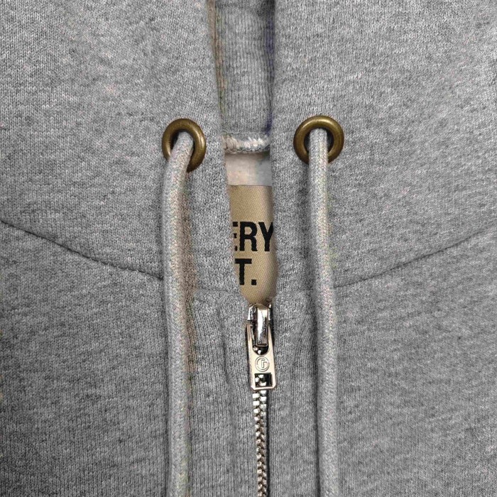 GaIIery Dept. [Big & Tall for weights up to 260 lbs]1:1 quality version Denim Layered G Patch French Slogan Full Zip Hoodie 29545408