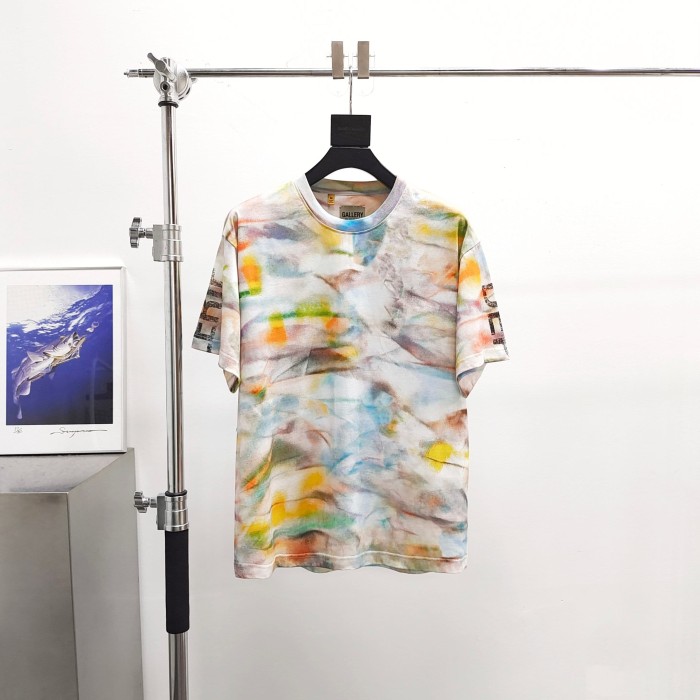GaIIery Dept. [Big & Tall for weights up to 220 lbs]1:1 quality version Full Watercolor Tie Dye Back French Slogan Tee 29545276
