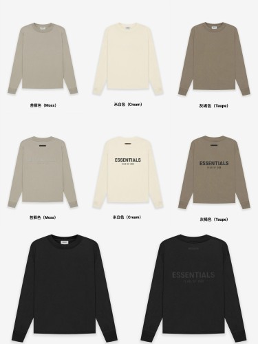 Fear Of God (Essentials) 1:1 quality version Back 3D Silicone Letter Logo Oversized Long Sleeve Tee 4 colors 29545640