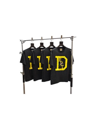 GaIIery Dept. [Big & Tall for weights up to 220 lbs]1:1 quality version Yellow Big D Letter Paint Splatter Frayed Tee 29545398