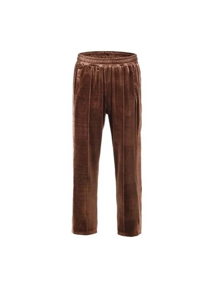 [50% Off]Street style velvet pants black brown 16824147