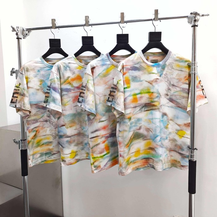 GaIIery Dept. [Big & Tall for weights up to 220 lbs]1:1 quality version Full Watercolor Tie Dye Back French Slogan Tee 29545276