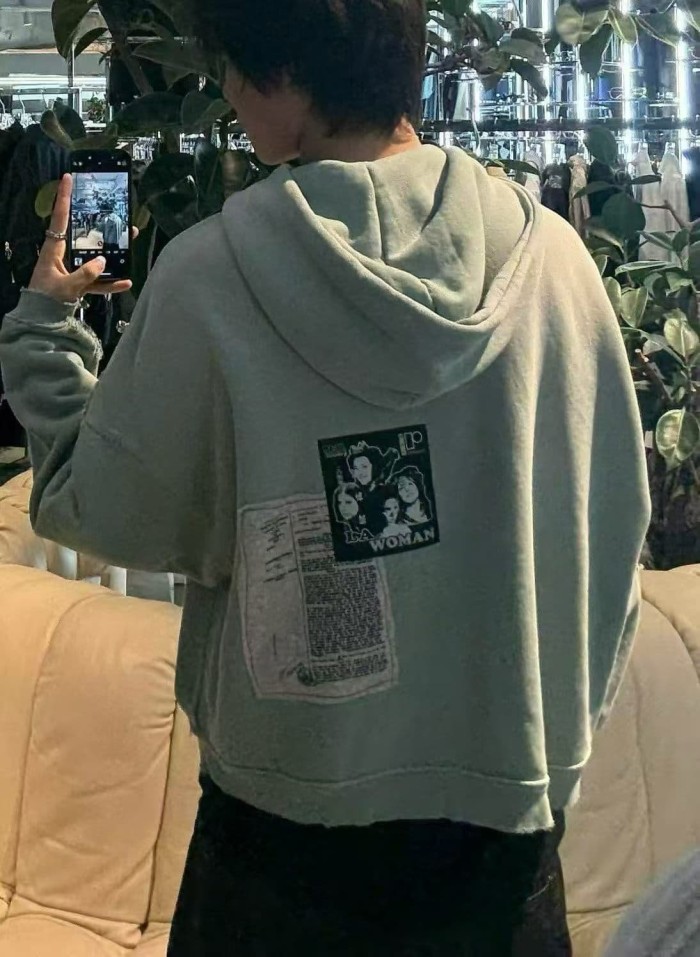 Paly Hollywood [Big & Tall for weights up to 220 lbs]1:1 quality version Washed Portrait Sketch Distressed Full Zip Hoodie 29545268