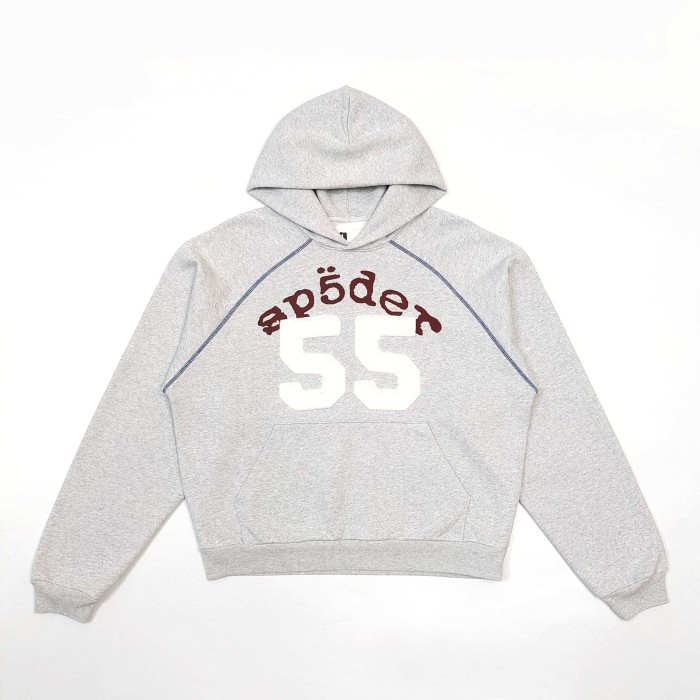 Sp5der [Big & Tall for weights up to 220 lbs]1:1 quality version Raglan Stitching 55 Frayed Patch Hoodie & Pants Set 29545412