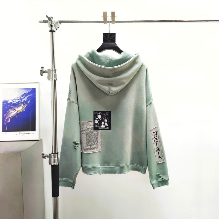 Paly Hollywood [Big & Tall for weights up to 220 lbs]1:1 quality version Washed Portrait Sketch Distressed Full Zip Hoodie 29545268