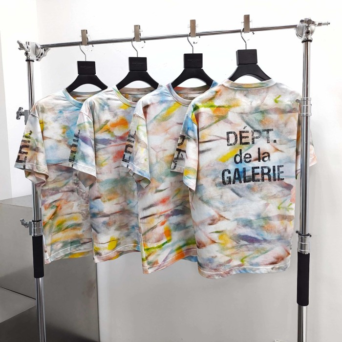 GaIIery Dept. [Big & Tall for weights up to 220 lbs]1:1 quality version Full Watercolor Tie Dye Back French Slogan Tee 29545276