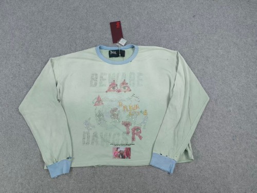 Paly Hollywood [Big & Tall for weights up to 220 lbs]1:1 quality version Triangle Eye Hot Drill Mint Green Long Sleeve Tee 29533029