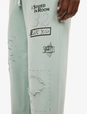 Paly Hollywood [Big & Tall for weights up to 220 lbs]1:1 quality version Washed Hand Drawn Graffiti Straight Sweatpants 29545270