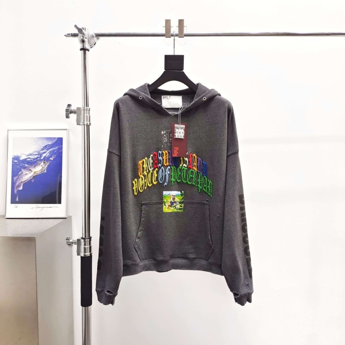 Paly Hollywood [Big & Tall for weights up to 220 lbs]1:1 quality version Colorful Letter Embroidery Poppy Photo Distressed Hoodie 29545219