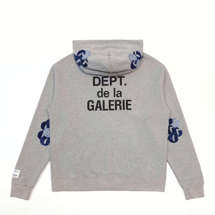 GaIIery Dept. [Big & Tall for weights up to 260 lbs]1:1 quality version Denim Layered G Patch French Slogan Full Zip Hoodie 29545408