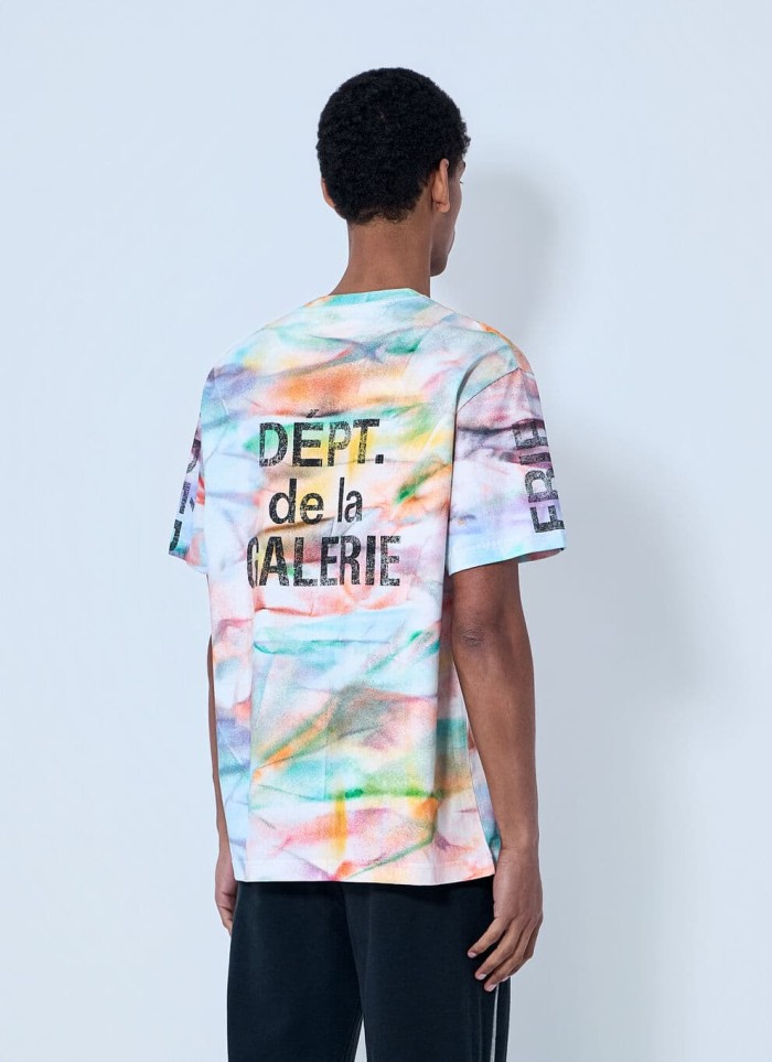 GaIIery Dept. [Big & Tall for weights up to 220 lbs]1:1 quality version Full Watercolor Tie Dye Back French Slogan Tee 29545276
