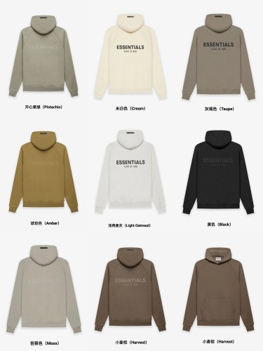 Fear Of God (Essentials) 1:1 quality version Back Silicone 3D Letter Brushed Fleece Hoodie 8 colors 29545510