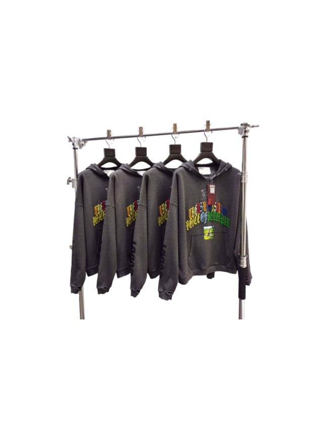 Paly Hollywood [Big & Tall for weights up to 220 lbs]1:1 quality version Colorful Letter Embroidery Poppy Photo Distressed Hoodie 29545219