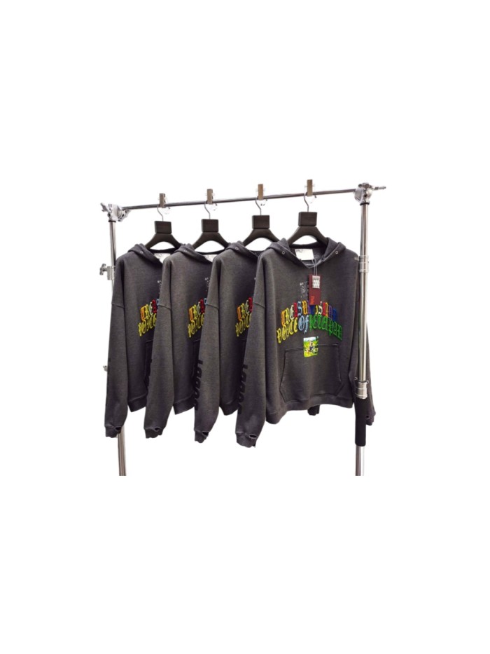 Paly Hollywood [Big & Tall for weights up to 220 lbs]1:1 quality version Colorful Letter Embroidery Poppy Photo Distressed Hoodie 29545219