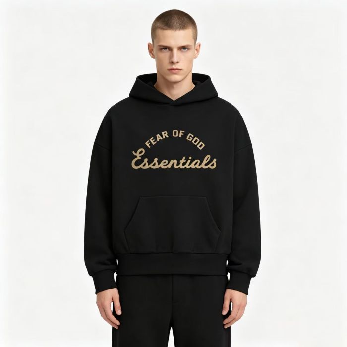 Fear Of God (Essentials) Front Arched Script Slogan Kangaroo Pocket Hoodie 2 colors 29547456
