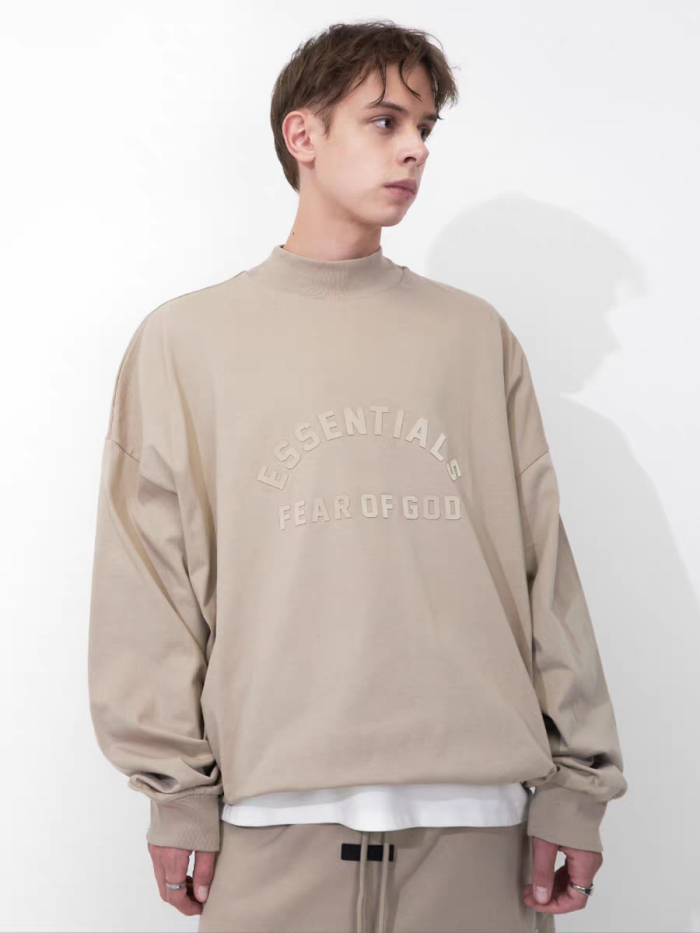 Fear Of God (Essentials) Curved Script 3D Silicone Letter Long Sleeve Tee 2 colors 29547517