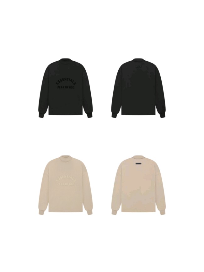 Fear Of God (Essentials) Curved Script 3D Silicone Letter Long Sleeve Tee 2 colors 29547517