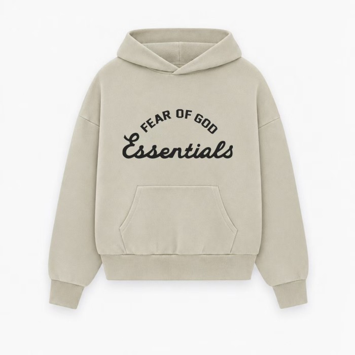 Fear Of God (Essentials) Front Arched Script Slogan Kangaroo Pocket Hoodie 2 colors 29547456