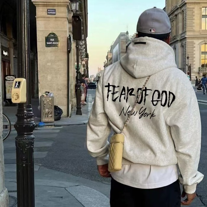 Fear Of God (Essentials) Front Mini Logo Back New York Brushstroke Slogan Hoodie 2 colors 29547443