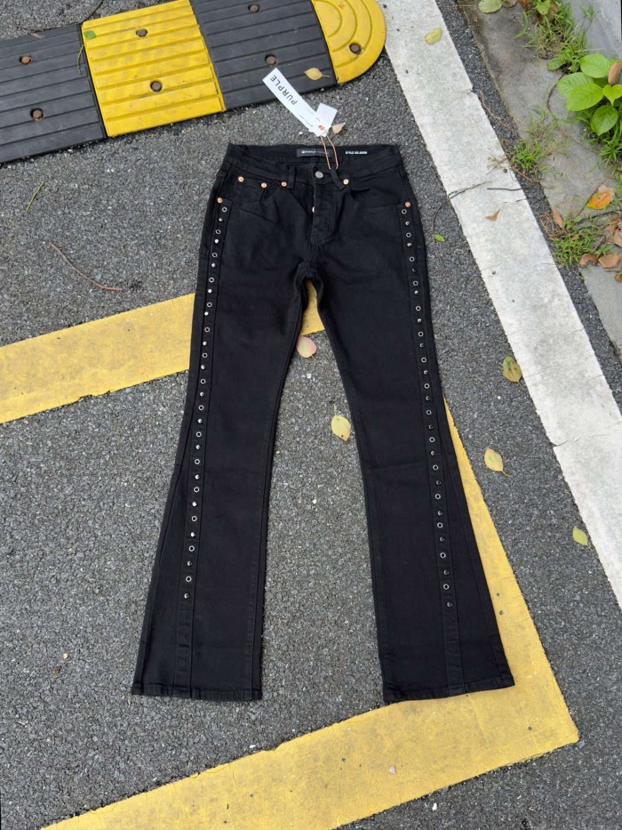 Purple Brand Black Side Rivet Eyelet Detail Flare Jeans 29554971
