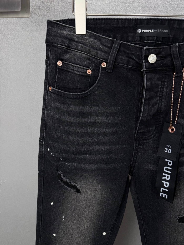 Purple Brand White Splatter Ripped Couple Matching Flared Wide Leg Jeans 29554723