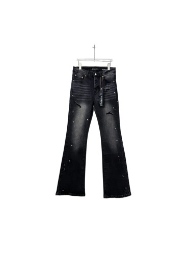 Purple Brand White Splatter Ripped Couple Matching Flared Wide Leg Jeans 29554723