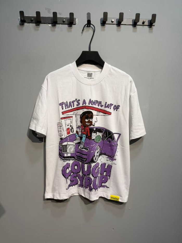 Cough Syrup Front Luxury Car Cartoon Print Back Drip Slogan Tee 2 colors 29555812