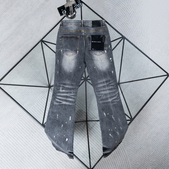 Purple Brand Washed White Splatter Paint Dots Flared Ripped Jeans 29554693