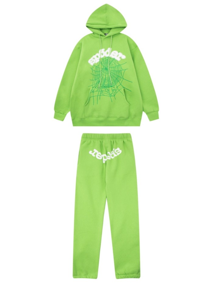 [50% Off]Young Thug-Sp5der Arc-shaped sp5der web print hoodie & pants set
