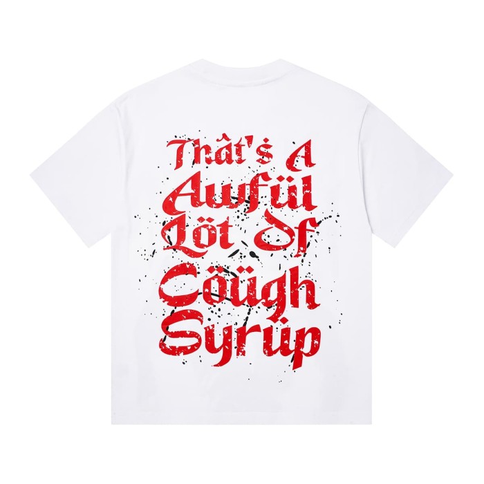 Cough Syrup Blindfold Portrait Red Drip Slogan Front Back Print Tee 2 colors 29555824