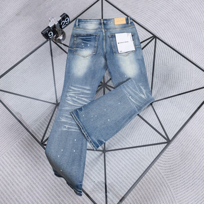 Purple Brand Washed Distressed White Dot Splatter Flared Jeans 29554718