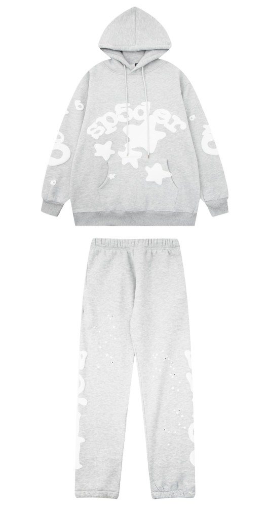 [50% Off]Young Thug-Sp5der Digital number 5 and stars Print hoodie & pants set