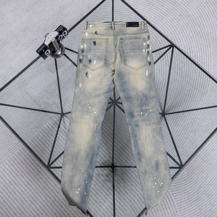 Amiri Hand-painted Splatter Washed Distressed Ripped High Street Slim Jeans 29554710