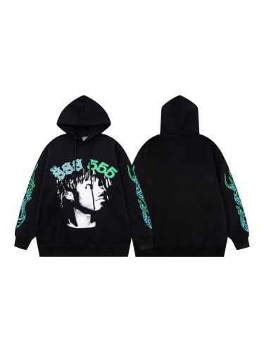 [50% Off]Young Thug-Sp5der Fluorescent color pattern passerby face Print hoodie & pants set